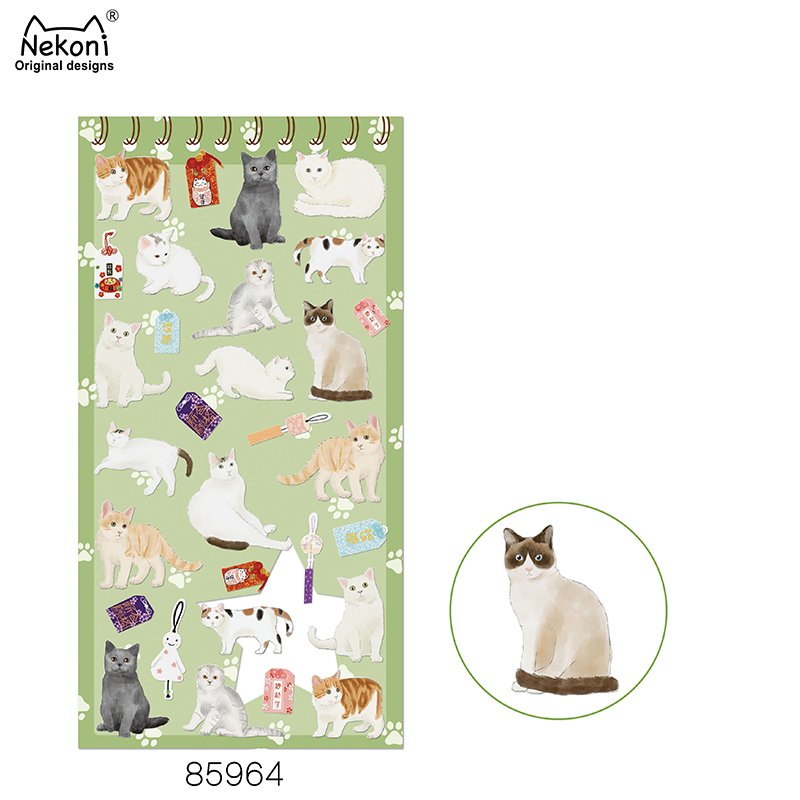 Nekoni Animal Flake Aesthetic Original Stickers Decal Decorative Decals Cut Food Sticker Adhesive Decals for Paper Stickers