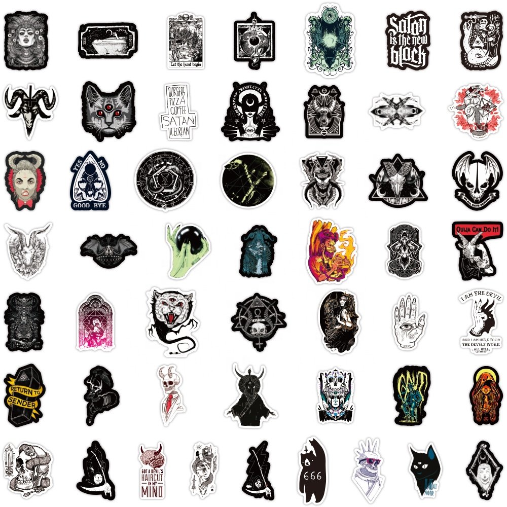 50pcs Cool Style Sticker Packs Horror Devil Witch Graffiti Decoration Stickers for Skateboard Luggage Guitar Laptop Wall Decal
