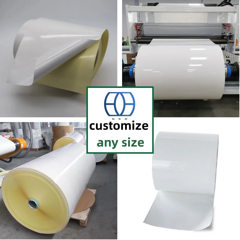 Factory price making sticker PE blank bright white jumbo paper selfadhesive label roll