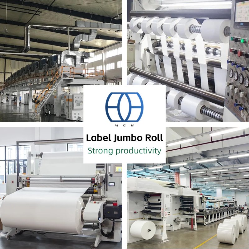Factory price making sticker PE blank bright white jumbo paper selfadhesive label roll