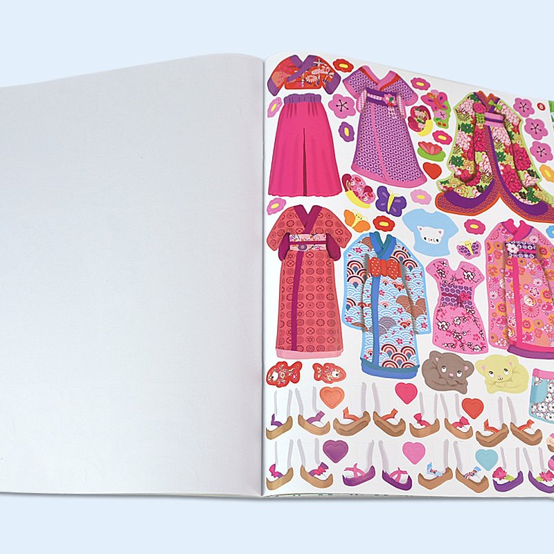 OEM Children Educational story Coloring Drawing sticker Books with saddle stich binding