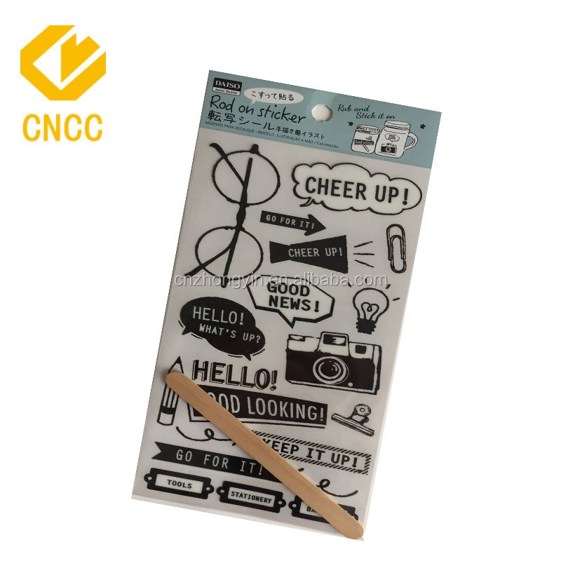 Good Quality Custom Rub on Sticker Rub on Dry Transfer Peel off Stickers Decals Transfer PVC Scrapbook Stickers For Kids