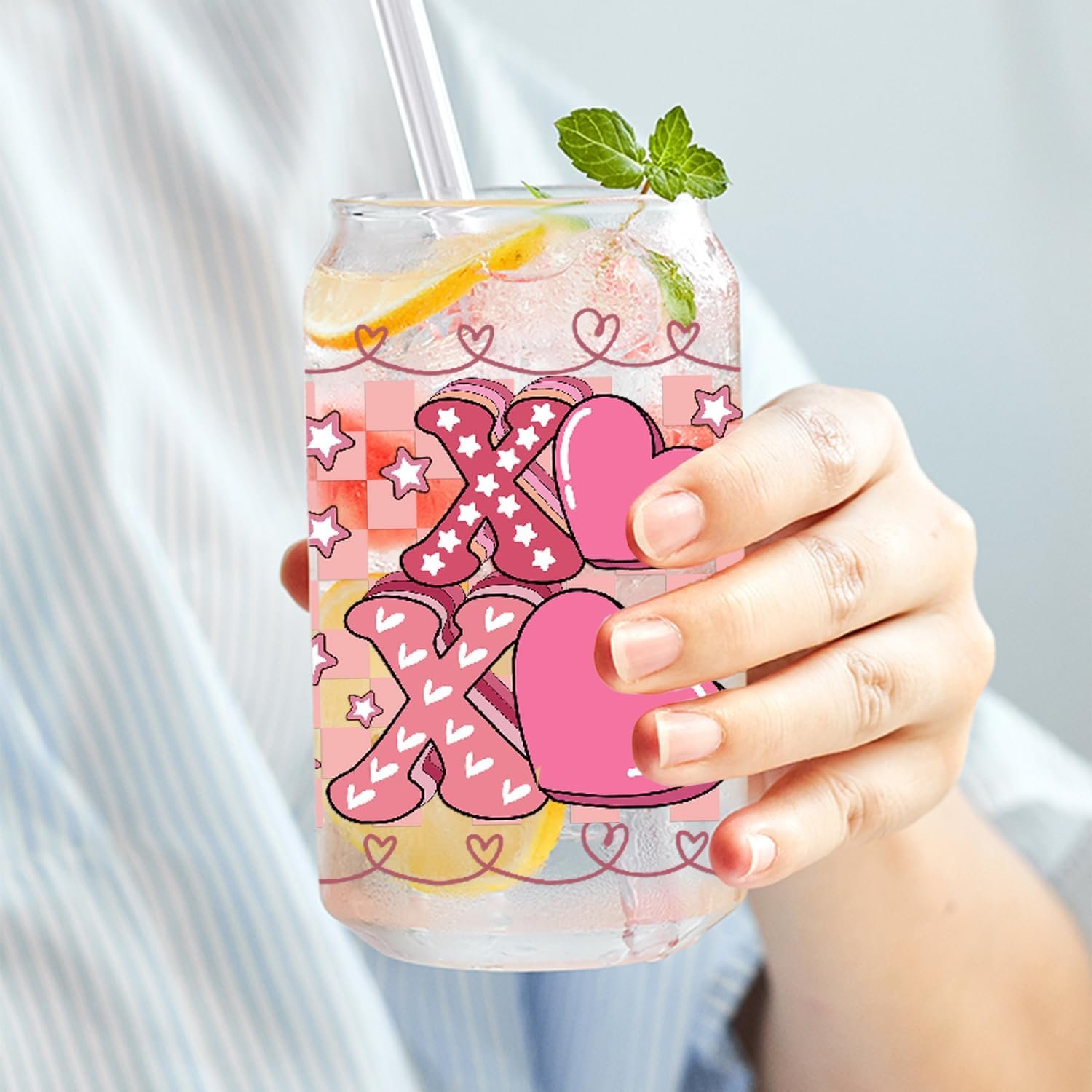 UV DTF Cup Wrap Transfer Stickers for Glass 16oz Anime Lover Theme Rub on Transfers Stickers for 16oz Libbey Glass Cups Crafts