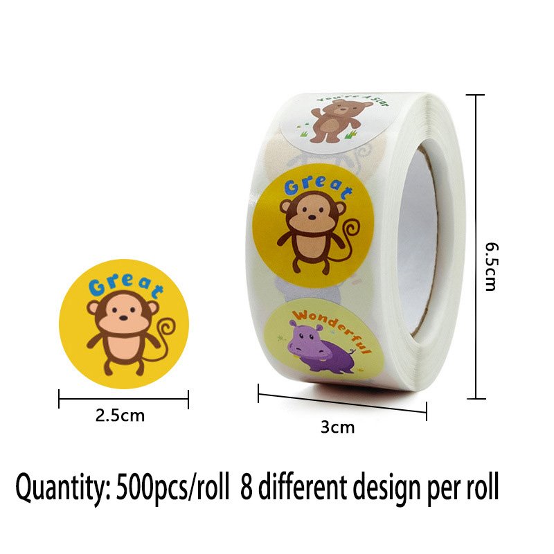 1 Roll Waterproof Vinyl Kawaii Cute Animal Stickers Pack For Kids