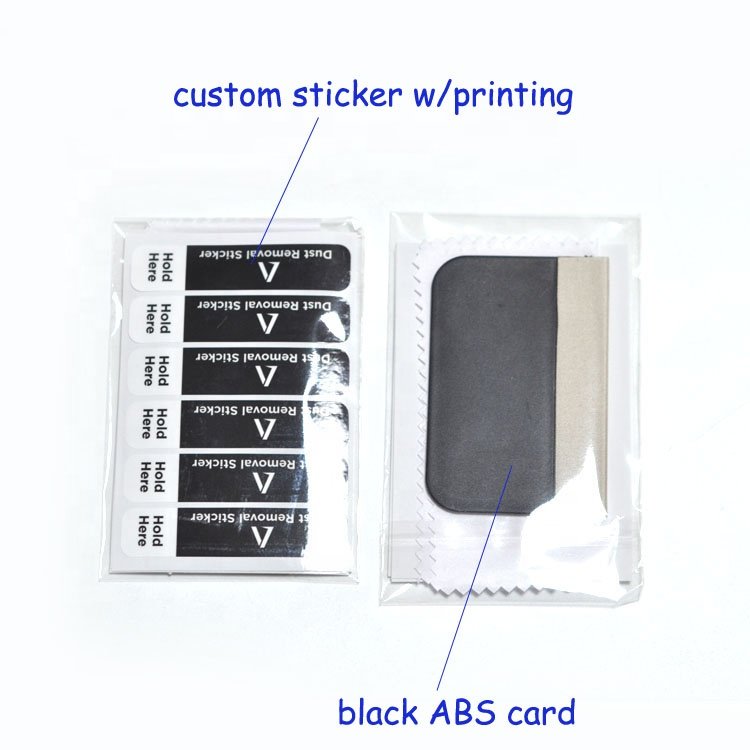 Custom design 6pcs phone screen cleaning kit-sticker, squeegee,cloth