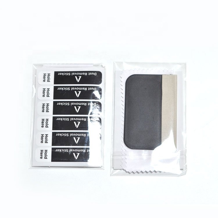 Custom design 6pcs phone screen cleaning kit-sticker, squeegee,cloth