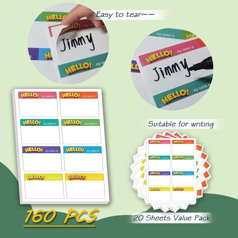 Custom Waterproof Stickers Hello My Name Is Sticker Vinyl Name Label Tags for Kids