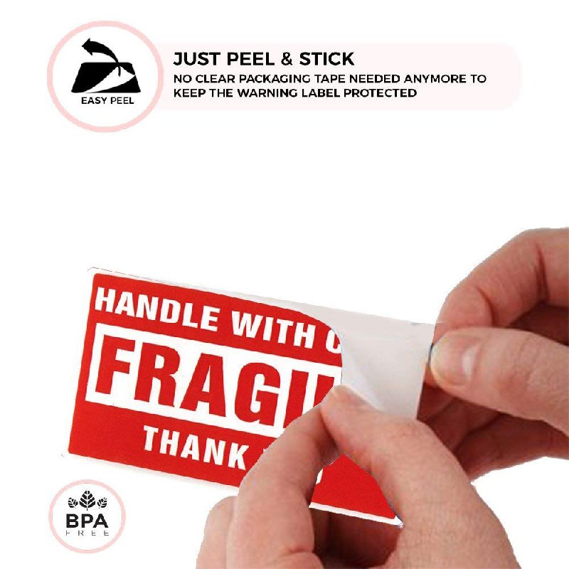 1 Roll 500 Labels 2 x 3 Permanent Adhesive Fragile Stickers Handle With Care Warning Packing Moving Box Shipping Label