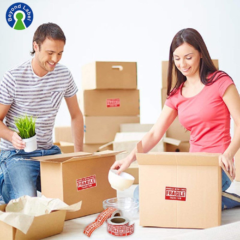 1 Roll 500 Labels 2 x 3 Permanent Adhesive Fragile Stickers Handle With Care Warning Packing Moving Box Shipping Label