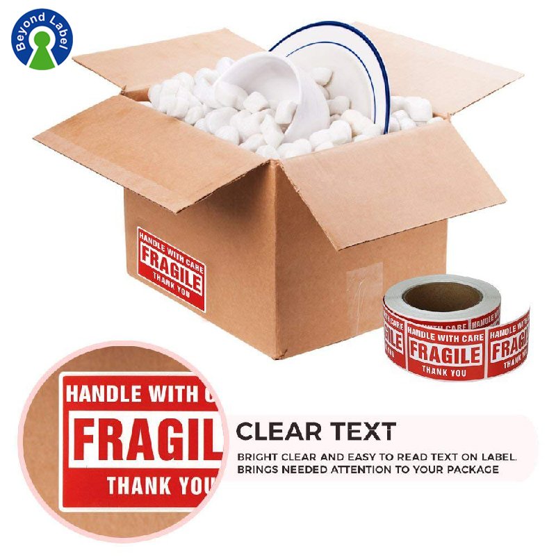 1 Roll 500 Labels 2 x 3 Permanent Adhesive Fragile Stickers Handle With Care Warning Packing Moving Box Shipping Label
