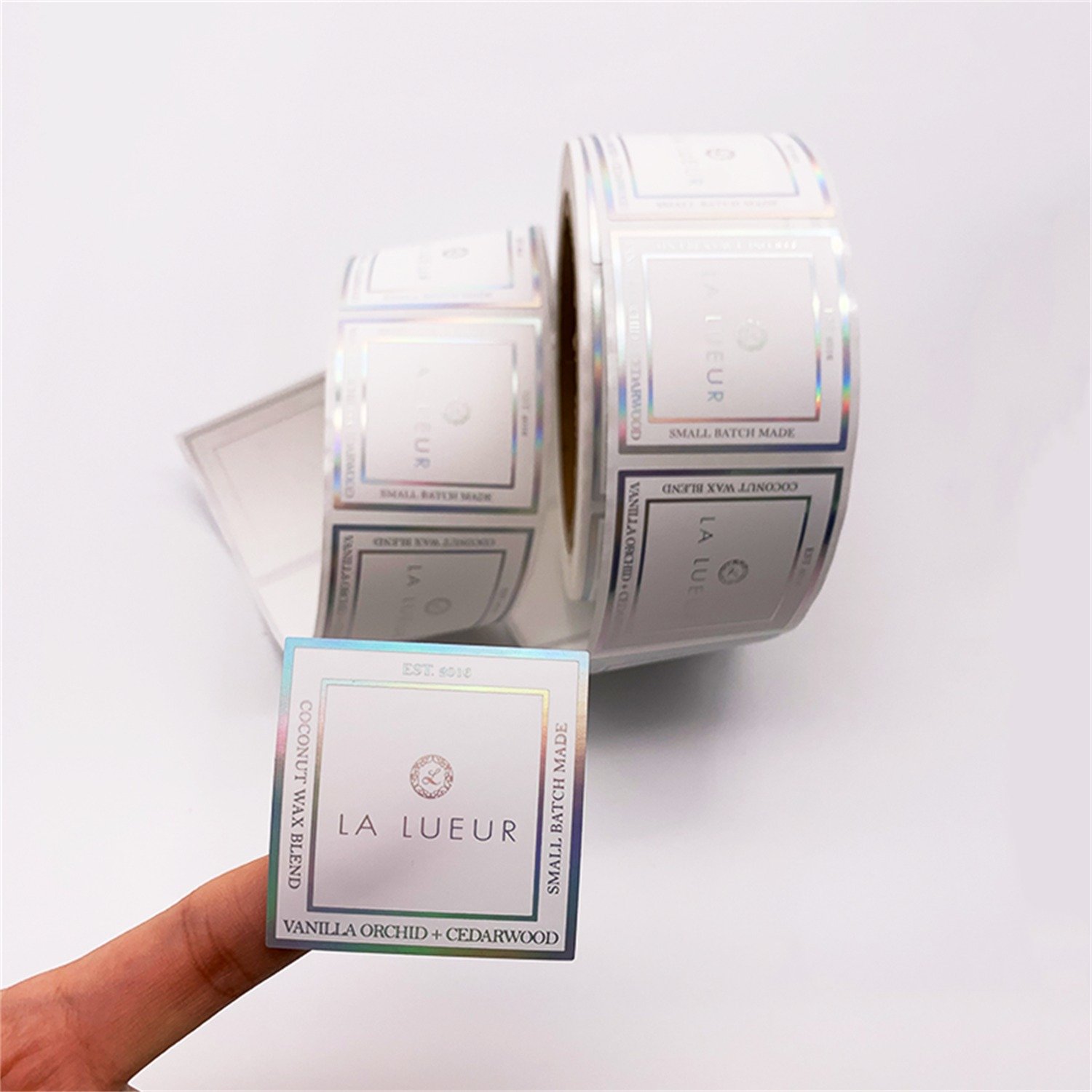 Custom adhesive private cosmetic clear bottle sticker roll transparent hot stamping gold foil logo sticker printing labels