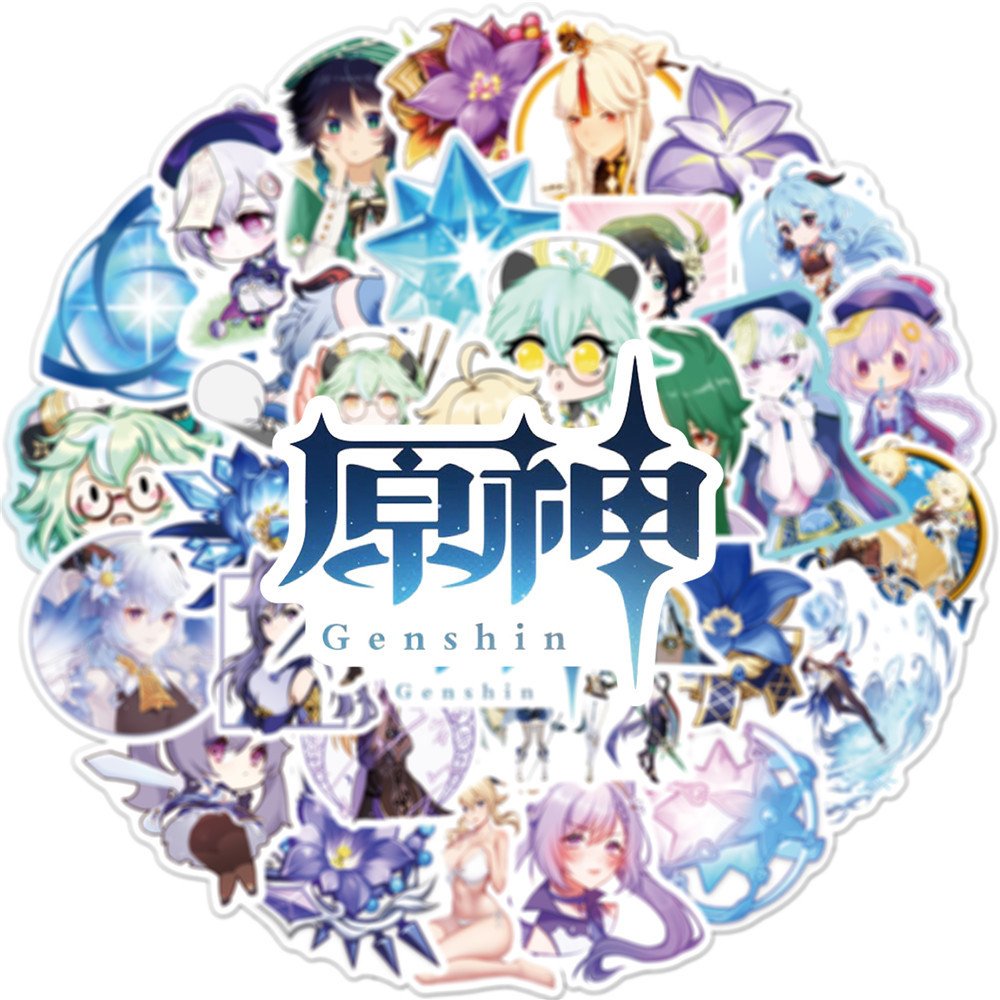50PCS 2021 VSCO Anime Sticker Pack original god Decal Stickers Waterproof to Stationery Laptop Suitcase Guitar