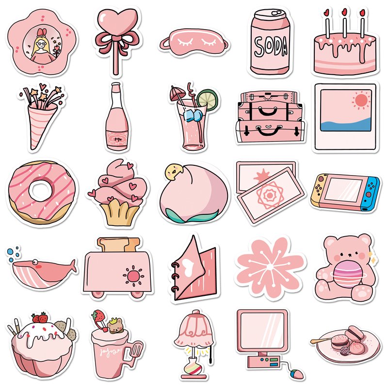 2023NEW Factory Wholesale Original Pink Kawaii Cartoon Sticker Decorative Laptop iPad Vinyl Waterproof Decorative Sticker