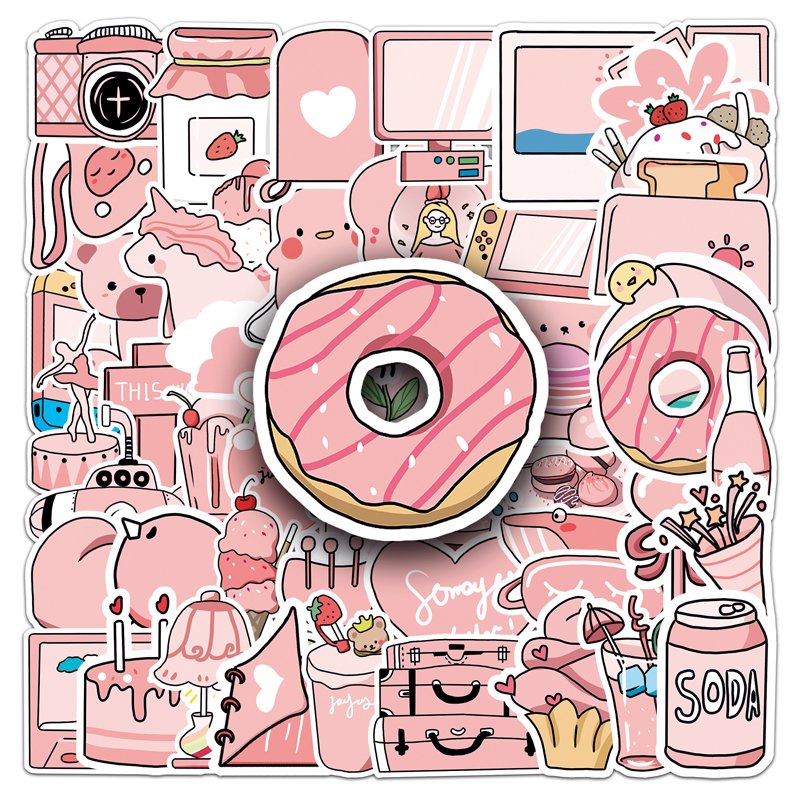 2023NEW Factory Wholesale Original Pink Kawaii Cartoon Sticker Decorative Laptop iPad Vinyl Waterproof Decorative Sticker