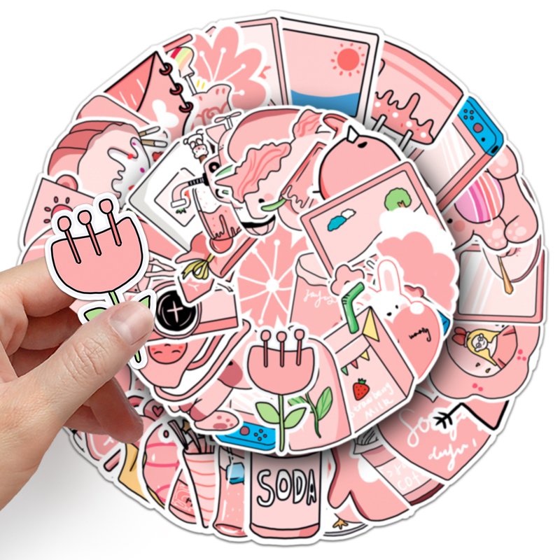 2023NEW Factory Wholesale Original Pink Kawaii Cartoon Sticker Decorative Laptop iPad Vinyl Waterproof Decorative Sticker