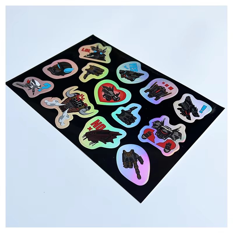 Custom Logo Anime Vinyl Label Laser Hologram Stickers Waterproof Rainbow Effect Holographic Die Cut Stickers