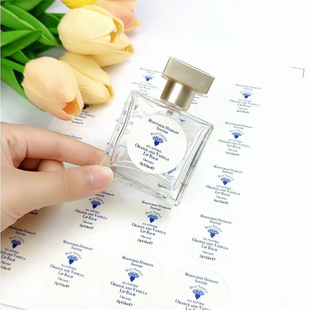 Custom brand logo waterproof adhesive pvc sticker printing anti oil vinyl cosmetic stickers