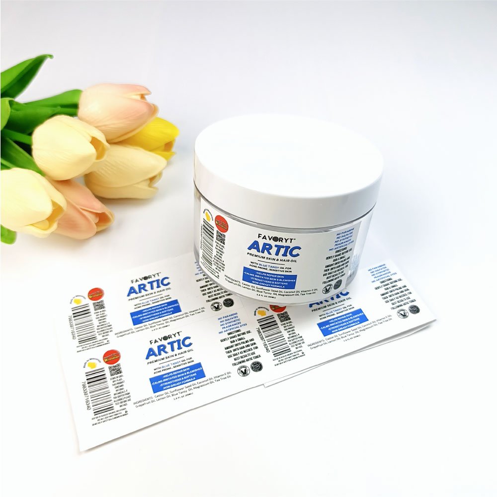 Custom brand logo waterproof adhesive pvc sticker printing anti oil vinyl cosmetic stickers