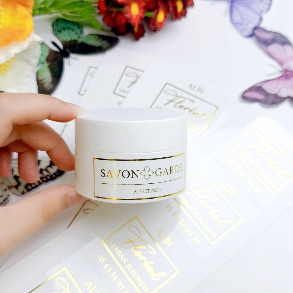 Custom brand logo waterproof adhesive pvc sticker printing anti oil vinyl cosmetic stickers