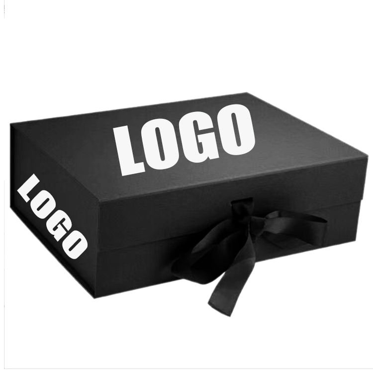 Magnet Flap Clothing Paper Box Foldable Magnetic Closure Gift Boxes Newest Design Top Quality White with Black Ribbon Shoes Box