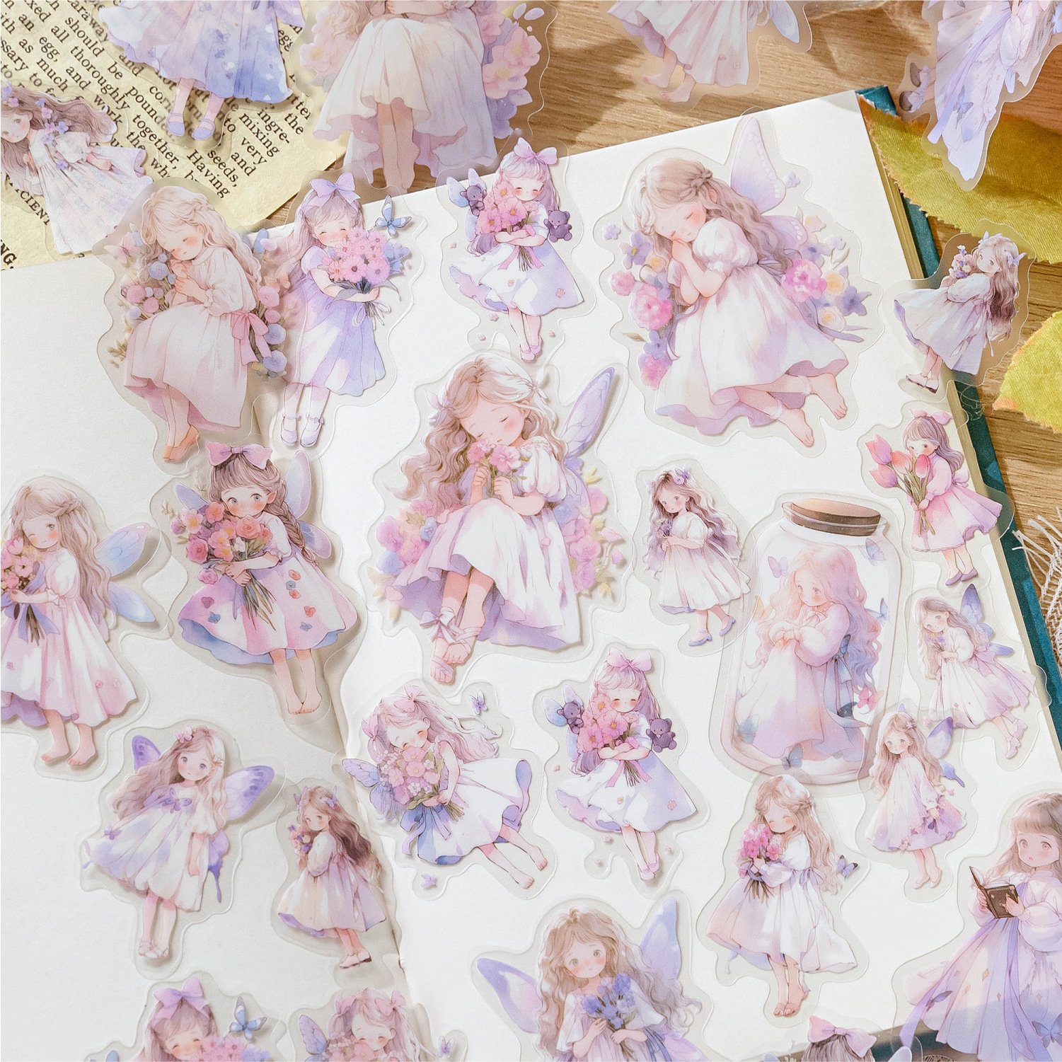 40pcs/pack PET sticker pack Fairy tale girl series Matte girl handbook decoration material