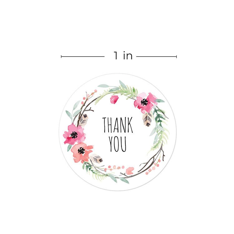 25mm Thank You Stickers 500pcs/roll Self Adhesive Flower Decoration Stationery Label Sticker