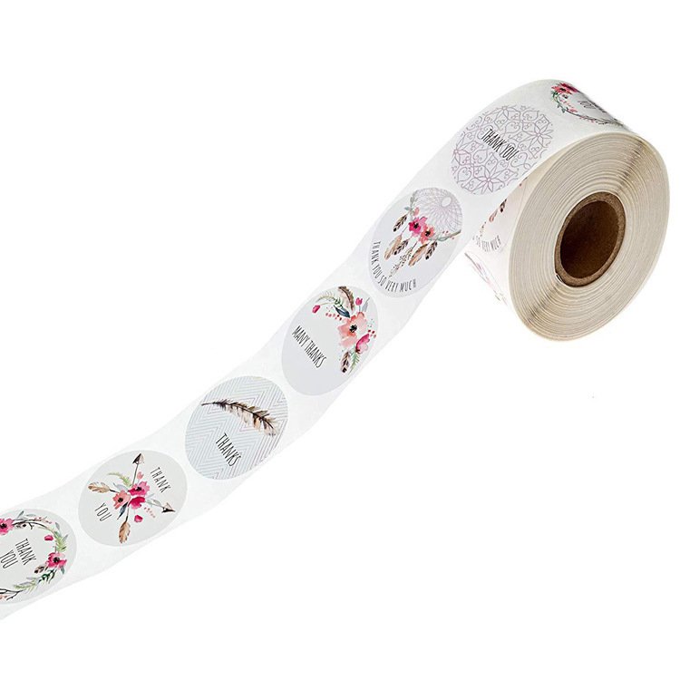 25mm Thank You Stickers 500pcs/roll Self Adhesive Flower Decoration Stationery Label Sticker