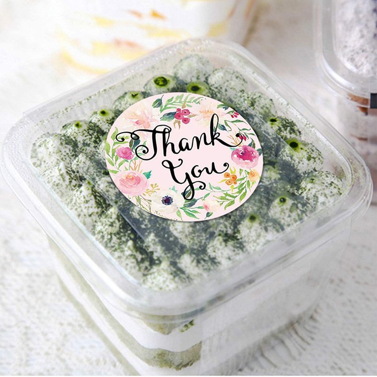 25mm Thank You Stickers 500pcs/roll Self Adhesive Flower Decoration Stationery Label Sticker