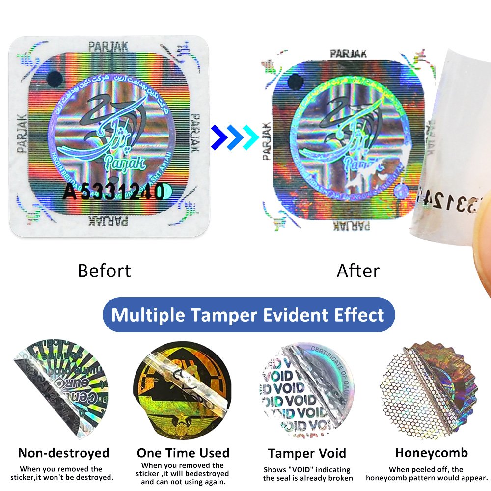 Security Silver Wash Aluminum Hologram Sticker Roll Customized Anti-fake Clear Hologram Label Sticker With Serial Number