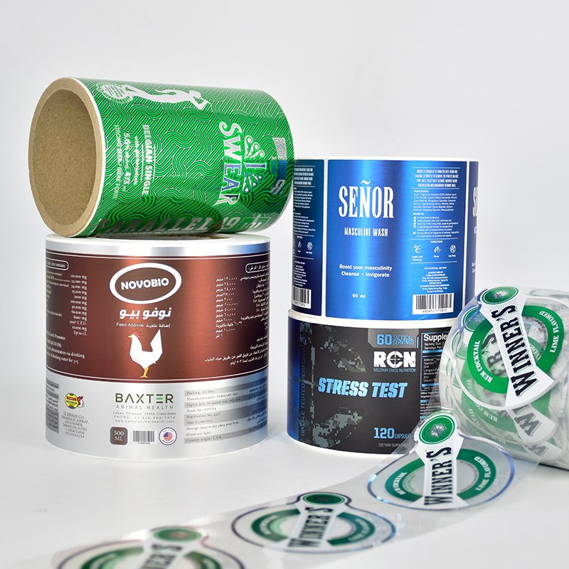 custom self adhesive health care supplement label printing roll collagen product bottle sticker