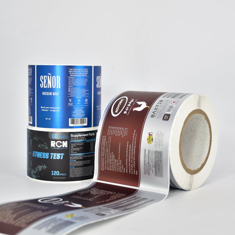 custom self adhesive health care supplement label printing roll collagen product bottle sticker