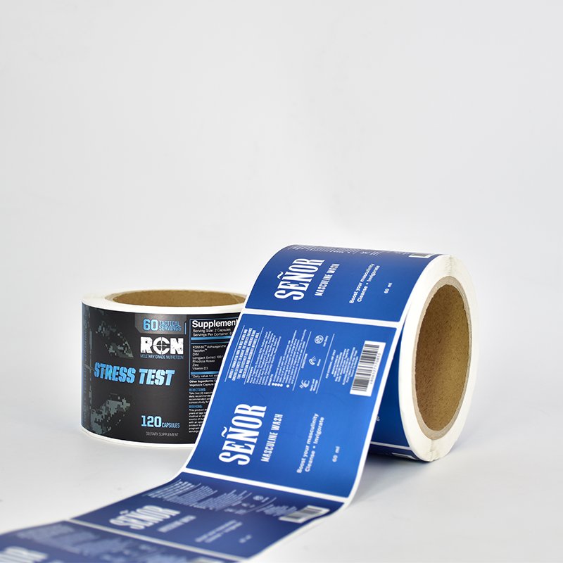 custom self adhesive health care supplement label printing roll collagen product bottle sticker