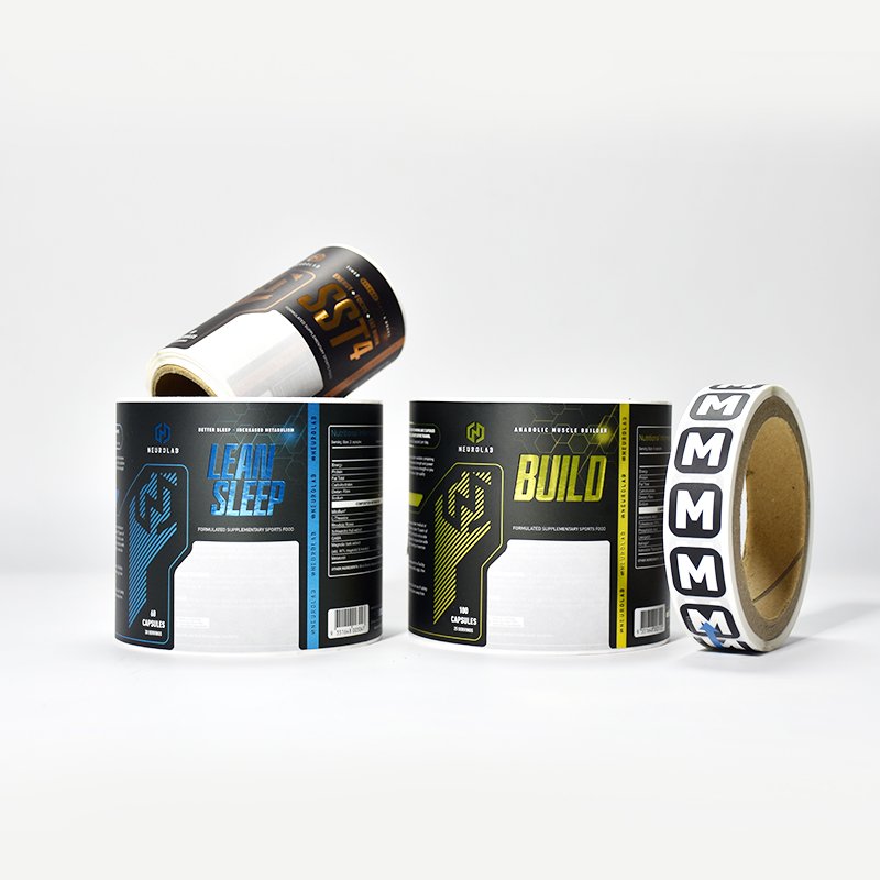custom self adhesive health care supplement label printing roll collagen product bottle sticker