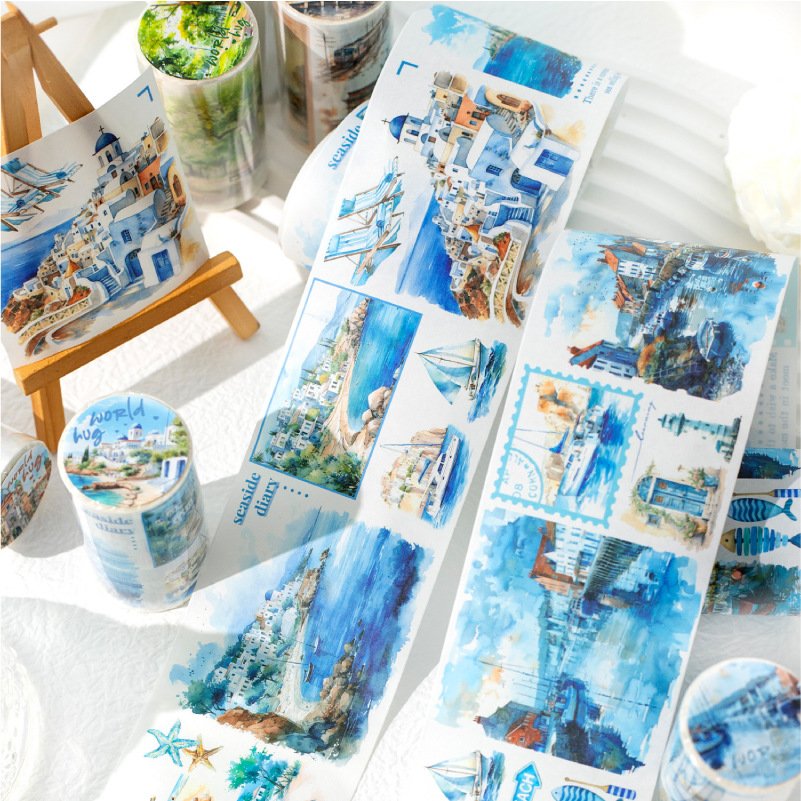 1 roll/piece of tape and World Embrace series handbook material decoration collage, base sticker, and note 6 styles