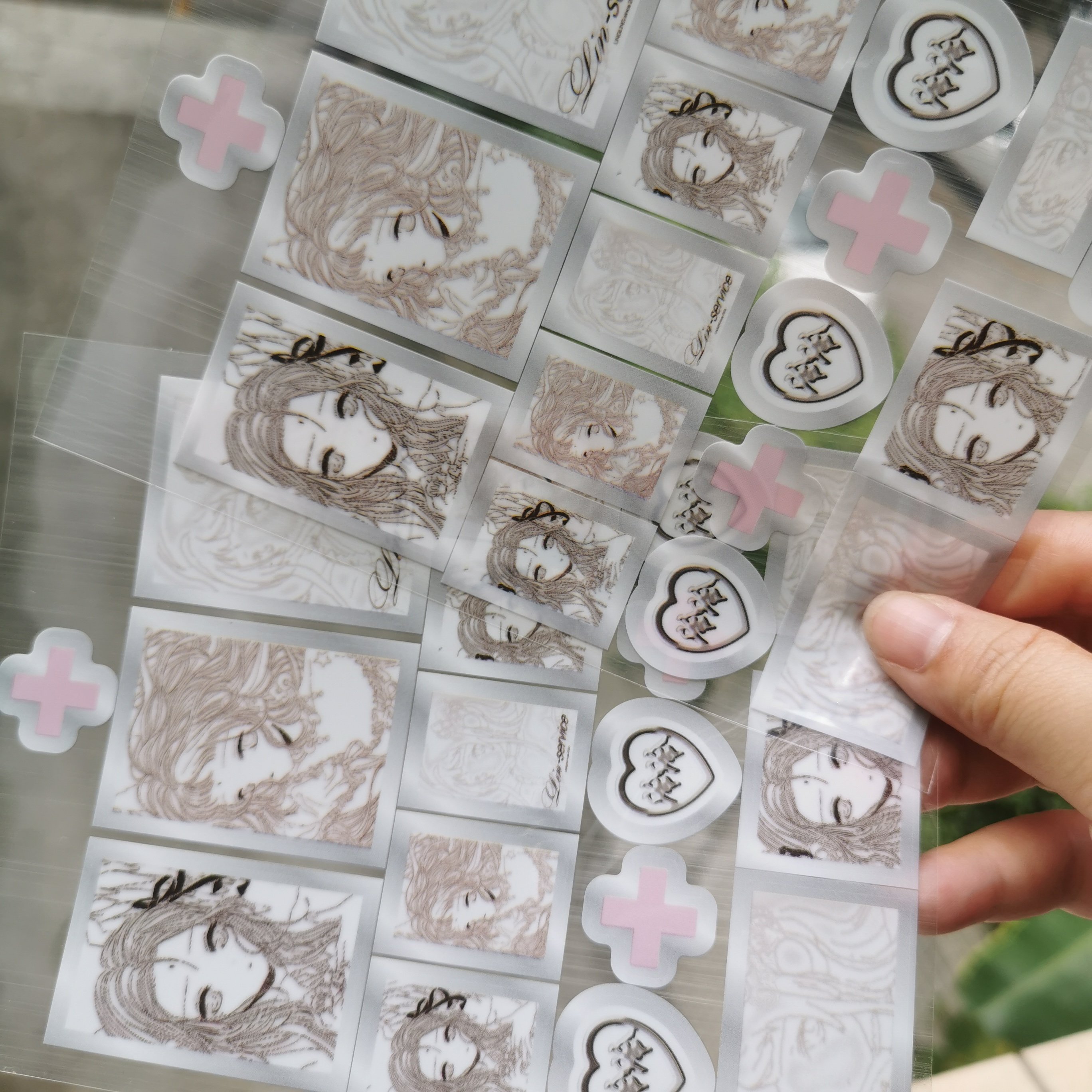 Low Moq Adhesive Sticker Die Cut Logo Pvc Stickers Cartoon Self Adhesive Waterproof Custom Vinyl clear Kawaii Girl Pvc Stickers