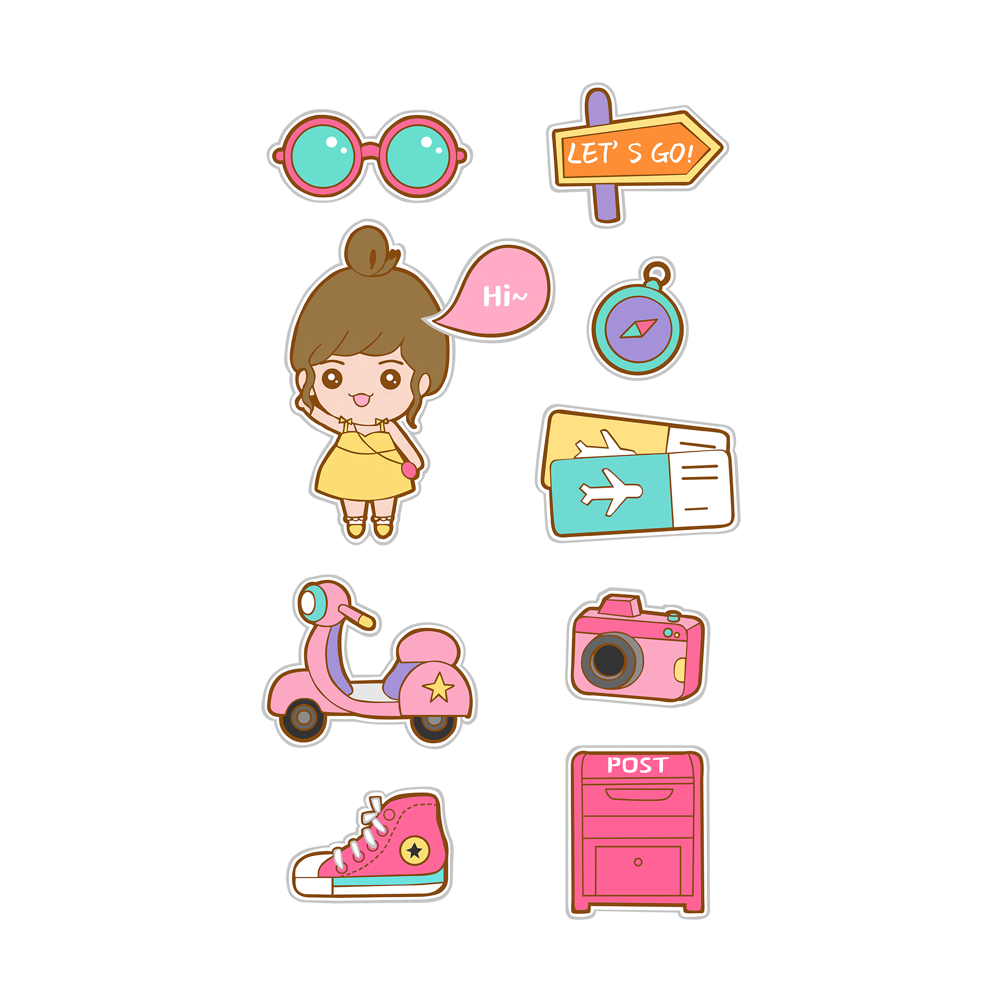 Custom die Cutting Pink Cartoon Sticker Waterproof Car Sticker Cute Graffiti Sticker For Kids