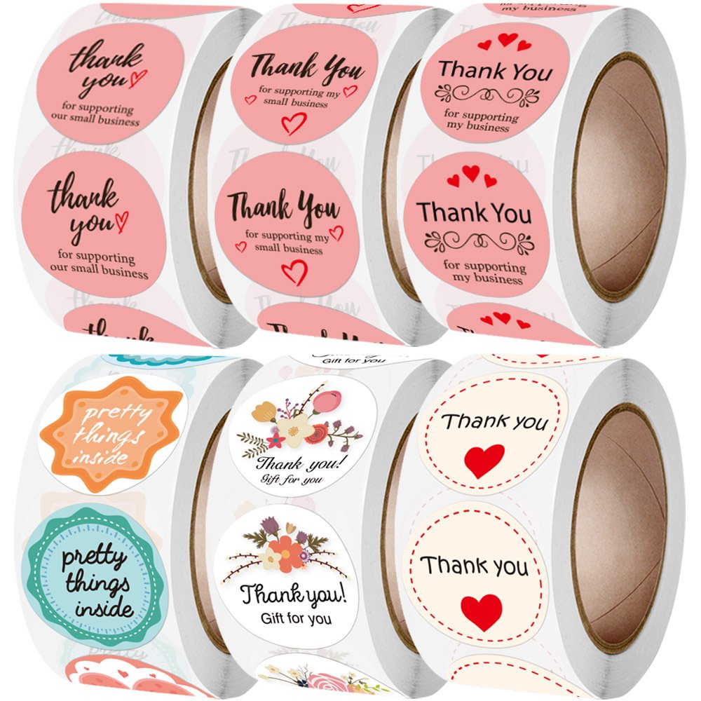 Kawaii Butterfly 2 Inch 3 Inch Kraft Circle Fun Rolls Thank You Stickers For Small Business