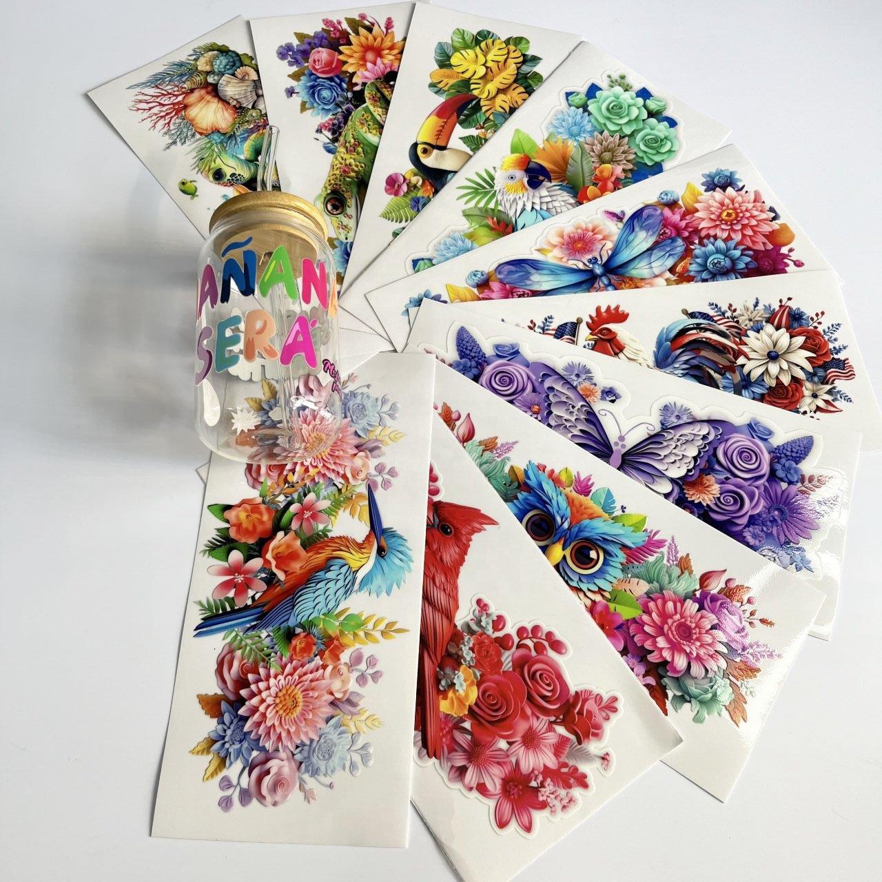 Factory custom 3D waterproof uv dtf sticker glass cup wrap transfers 16oz designs decals logo uv dtf cup wraps