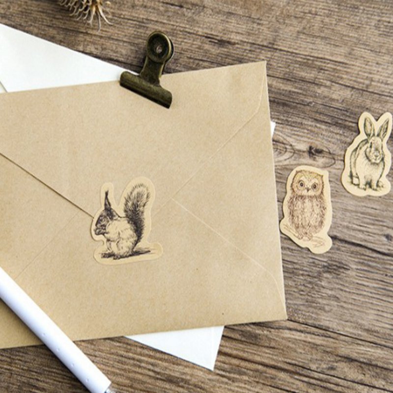 46pcs/box Kawaii Retro Small animals Diary Handmade Paper Label Sticker Scrapbooking Decorative DIY Vintage Stickers