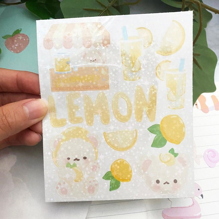 Custom Self Adhesive A4 A5 Vinyl Planner Rainbow Laser Effect Kiss Cut Holographic Glitter Deco Sticker Sheet Printing