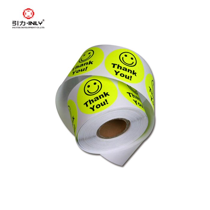 1.5" round Thank You Smile sticker label self adhesive label