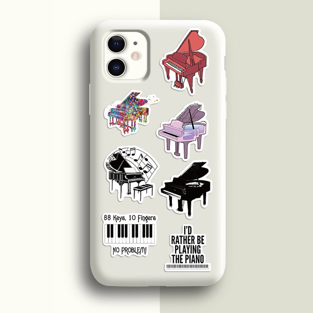 50pcs Piano Stickers Music Instrument Waterproof Decals for Water Bottles Laptop Refrigerator Luggage Computer Phone Sticker