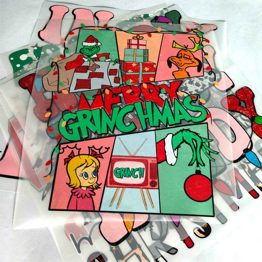 Christmas tree transfers printing dtf transfers stickers Custom Design iron on Ready to Press dtf transfers for T-shirts