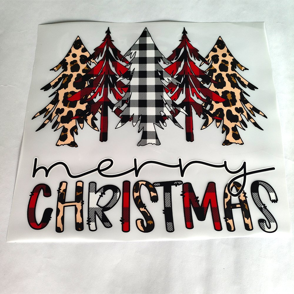 Christmas tree transfers printing dtf transfers stickers Custom Design iron on Ready to Press dtf transfers for T-shirts