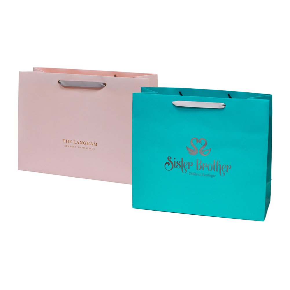 Hot Stamping Shopping Boutique Paperbag Clothes Party Pink White Custom Luxury Christmas Paper Bag For Gift With Ribbon Handle
