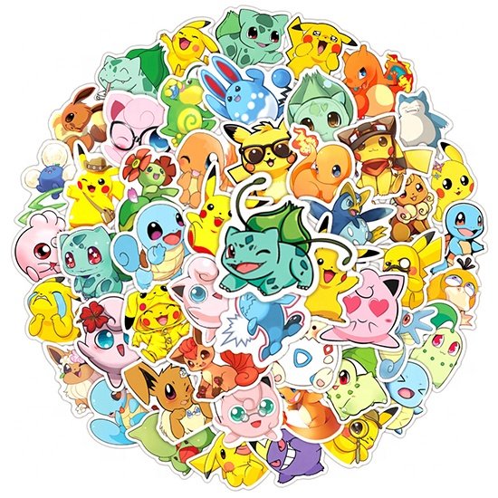 2024 New 50pcs Lovely Cartoon Poke Monster Stickers Waterproof Decorative Stickers