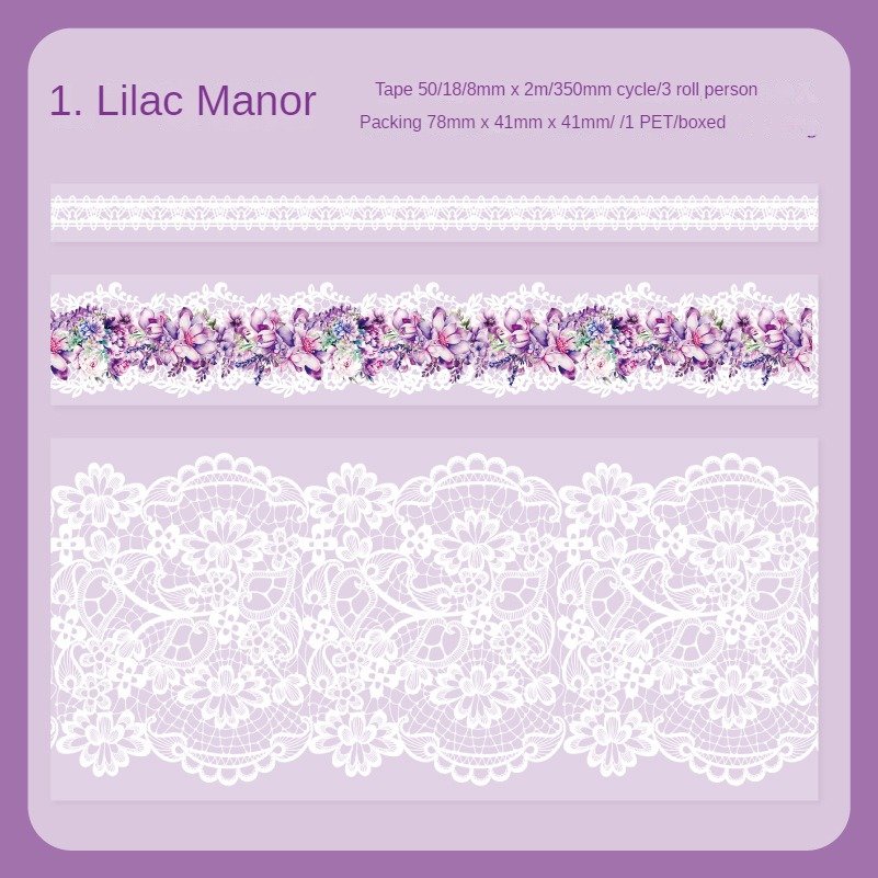 3 rolls/in Tape Set Flower Blossom Series Lace Handbook DIY Material Decorative Loop Stickers