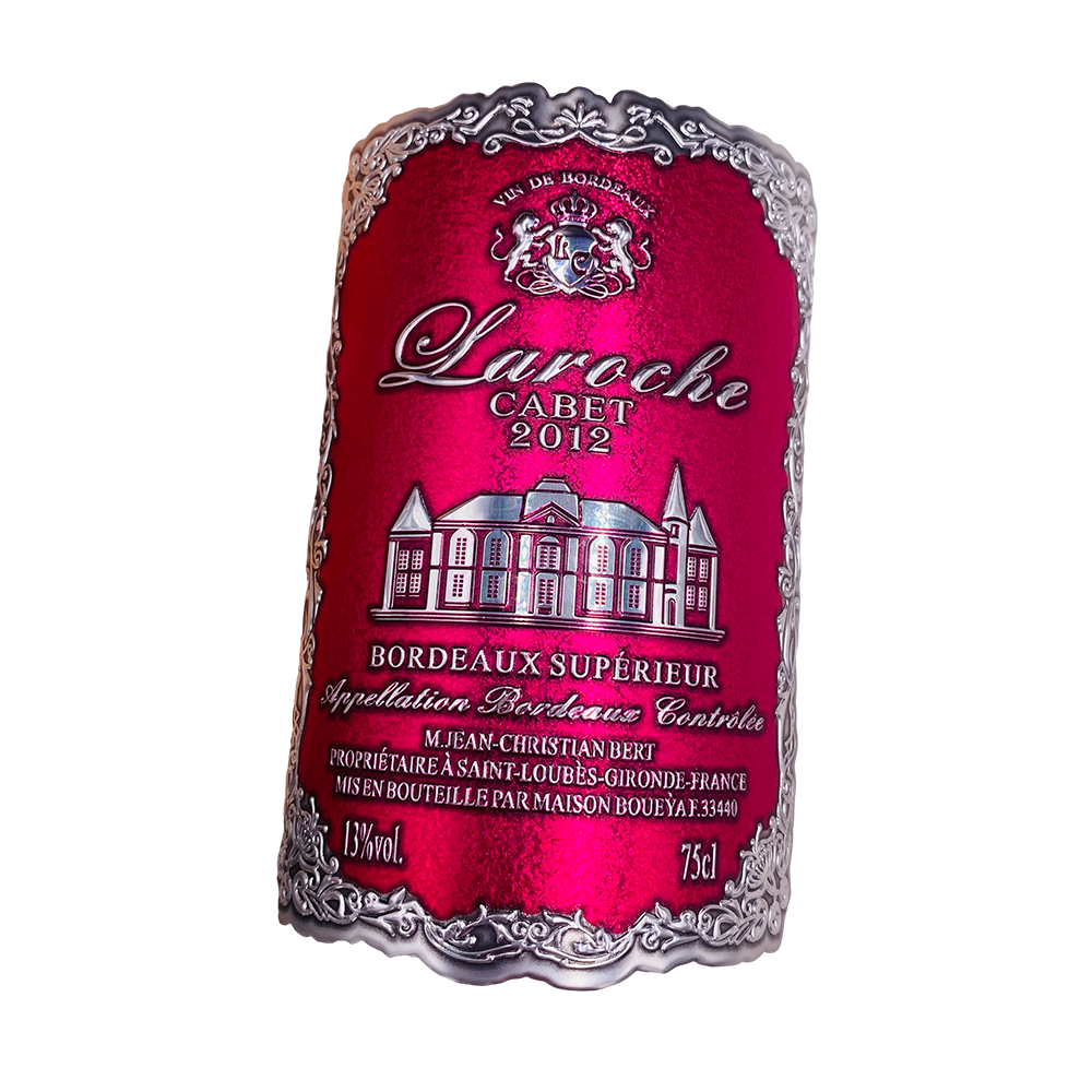 Custom Embossed 3D Wine Rose Red Exquisite Matte Waterproof DIY Metal Crafts adhesive waterproof labels sticker for wine bottle