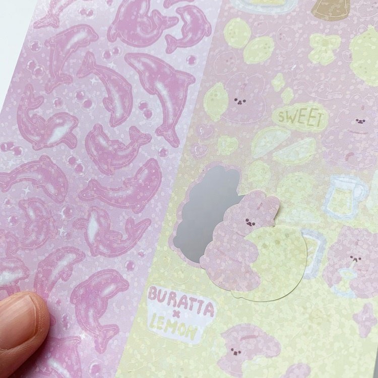 Cute Custom Transparent Deco Korean Stickers PVC Holographic Sticker sheets