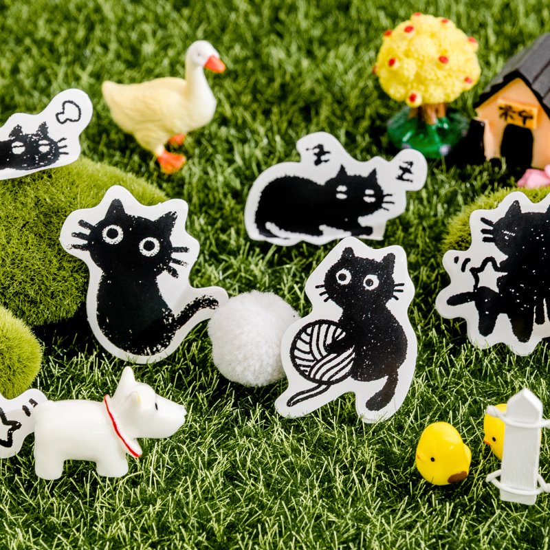 45 Pcs Cute Small Black Cat Decorative Boxed Stickers Set Kawaii Little Kitten Decorative Stickers For Scrapbooking Kid Diy Arts